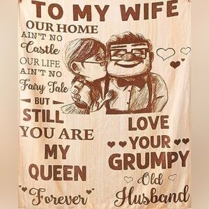 BNWOT-Warm thoughts blanket present from husband to wife.